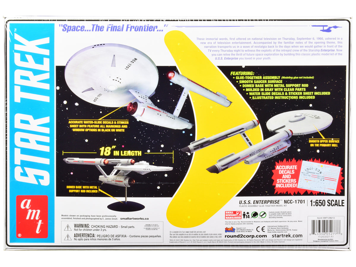 Skill 2 Model Kit U.S.S. Enterprise NCC-1701 Space Ship 'Star Trek' 1/650 Scale Model by AMT