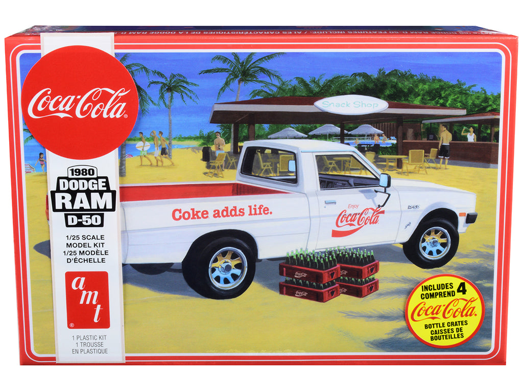Skill 3 Model Kit 1980 Dodge Ram D-50 Pickup Truck 'Coca-Cola' Four Bottle Crates 1/25 Scale Model by AMT