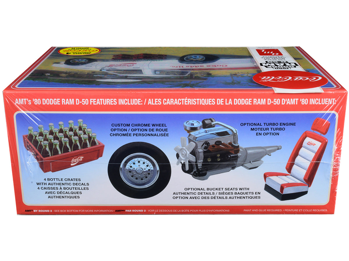 Skill 3 Model Kit 1980 Dodge Ram D-50 Pickup Truck 'Coca-Cola' Four Bottle Crates 1/25 Scale Model by AMT