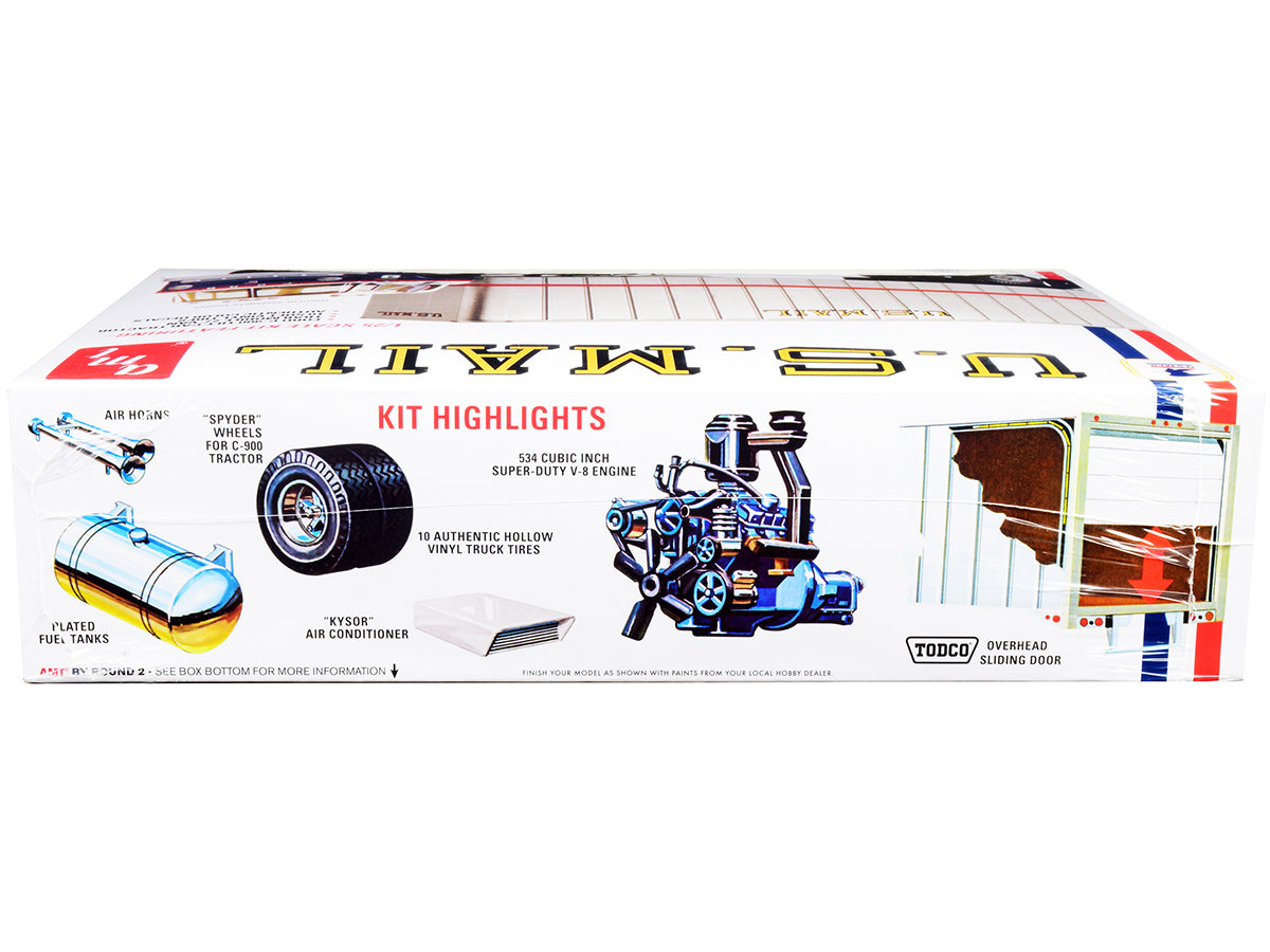 Skill 3 Model Kit Ford C900 Truck Tractor with Trailer 'U.S. Mail' 1/25 Scale Model by AMT