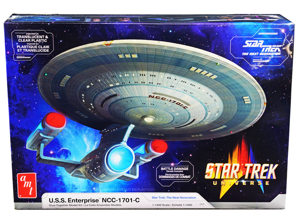 Skill 2 Model Kit U.S.S. Enterprise NCC-1701-C Space Ship 'Star Trek: The Next Generation' (1987) TV Series 1/1400 Scale Model by AMT