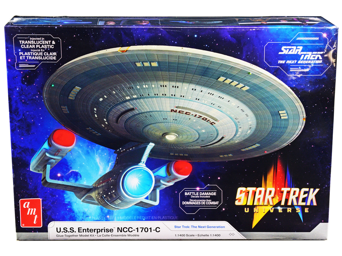 Skill 2 Model Kit U.S.S. Enterprise NCC-1701-C Space Ship 'Star Trek: The Next Generation' (1987) TV Series 1/1400 Scale Model by AMT