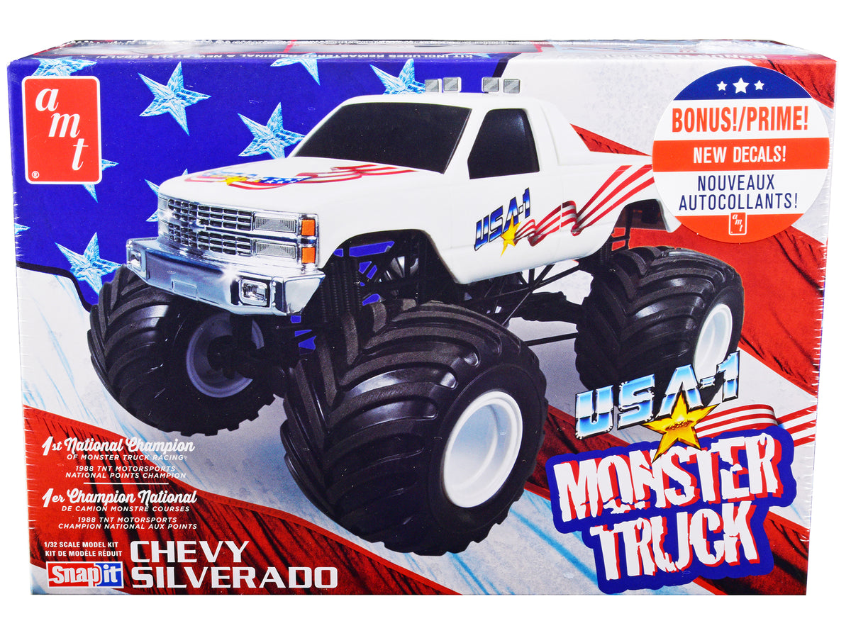 Skill 1 Snap Model Kit Chevrolet Silverado 'USA-1' Monster Truck 1/32 Scale Model by AMT