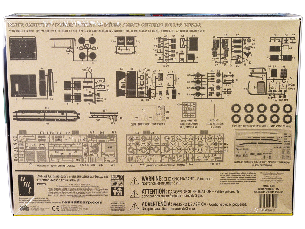 Skill 3 Model Kit Peterbilt 352 Pacemaker Cabover Tractor 'Coors' 1/25 Scale Model by AMT