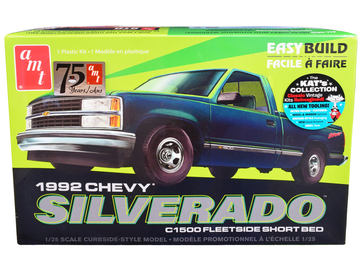 Skill 2 Model Kit 1992 Chevrolet Silverado C1500 Fleetside Short Bed Pickup Truck 'Easy Build' 1/25 Scale Model by AMT