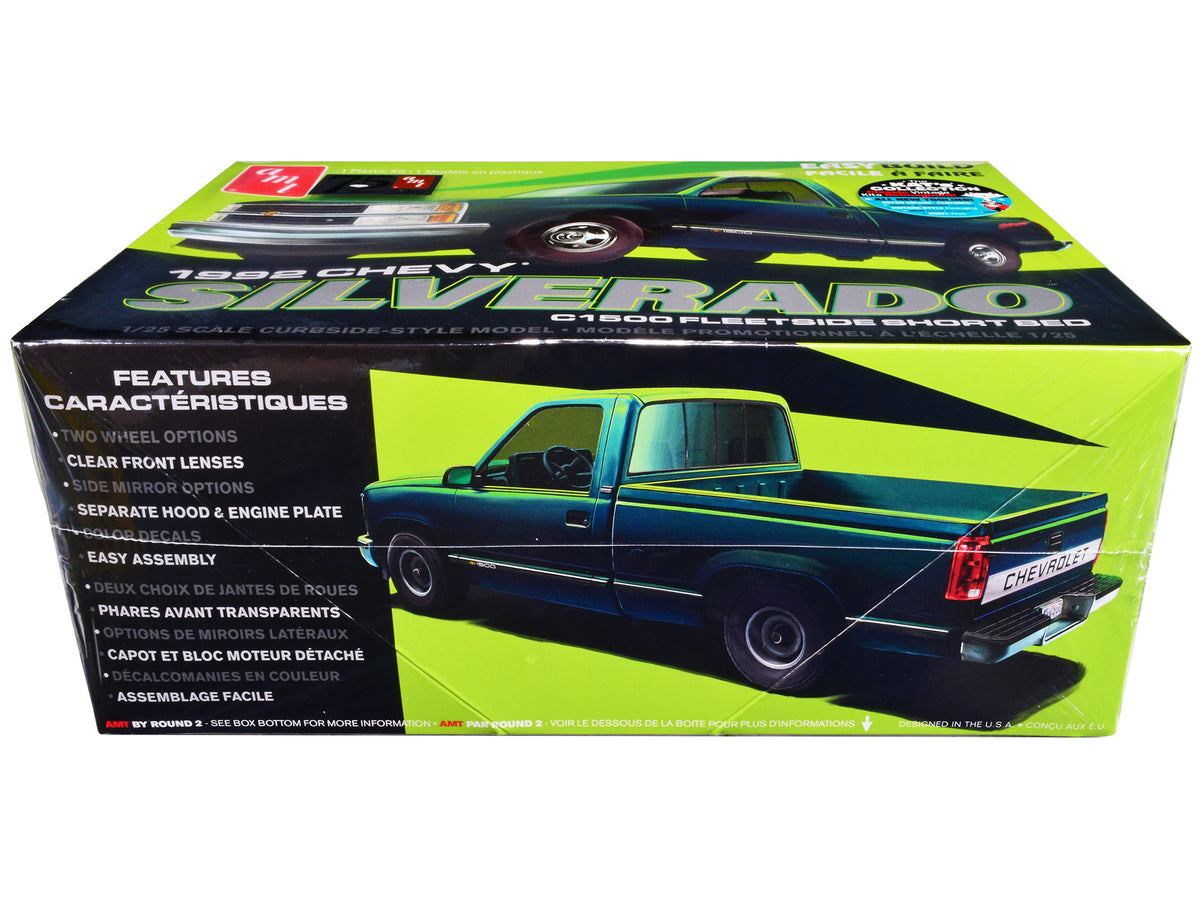 Skill 2 Model Kit 1992 Chevrolet Silverado C1500 Fleetside Short Bed Pickup Truck 'Easy Build' 1/25 Scale Model by AMT