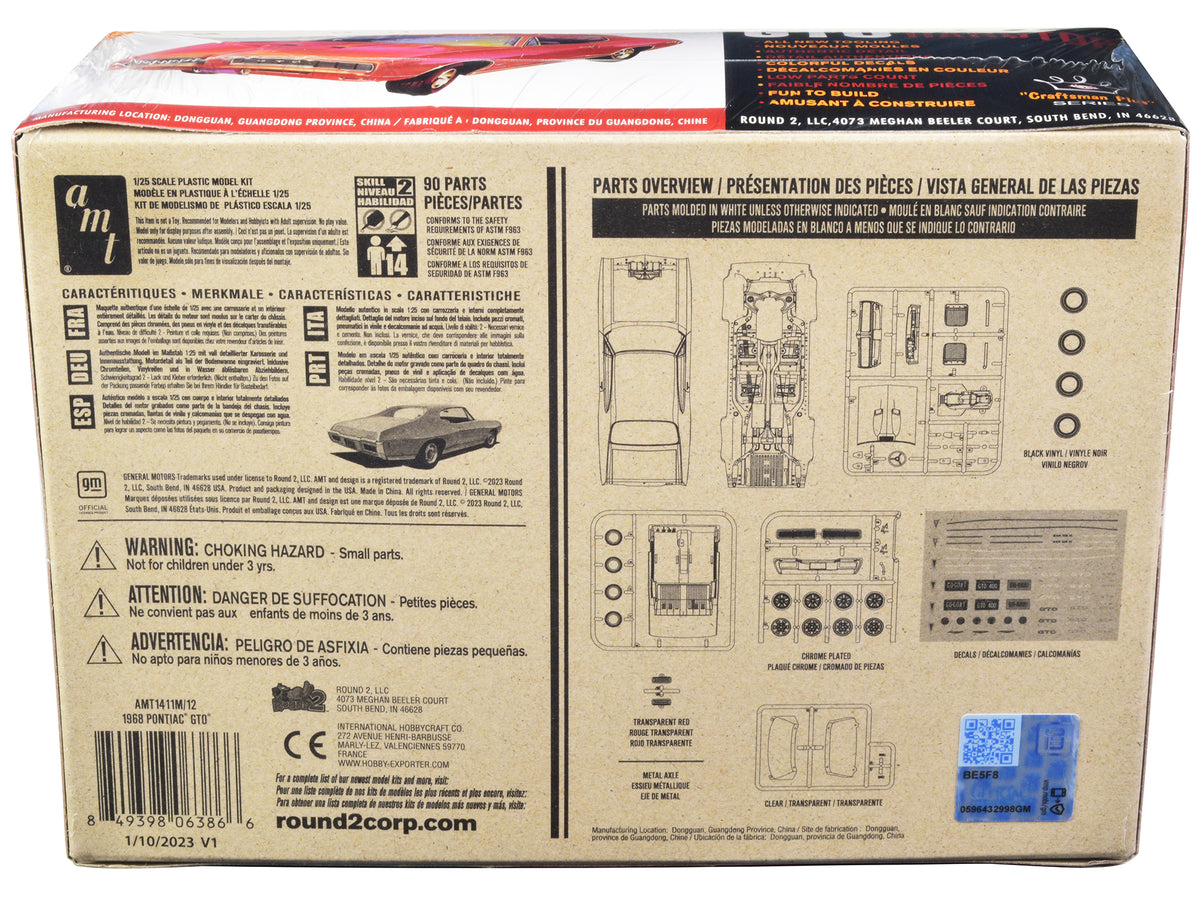 Skill 2 Model Kit 1968 Pontiac GTO Hardtop 'Craftsman Plus' Series 1/25 Scale Model by AMT