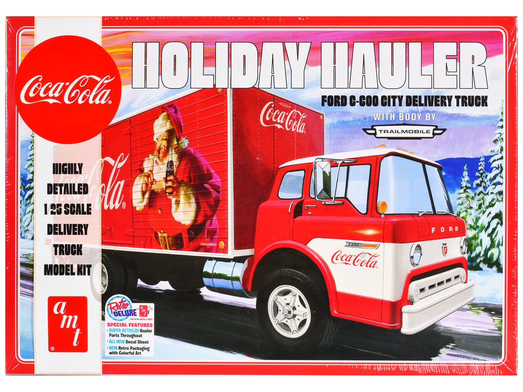Skill 3 Model Kit Ford C-600 City Delivery Truck 'Holiday Hauler - Coca-Cola' 1/25 Scale Model by AMT