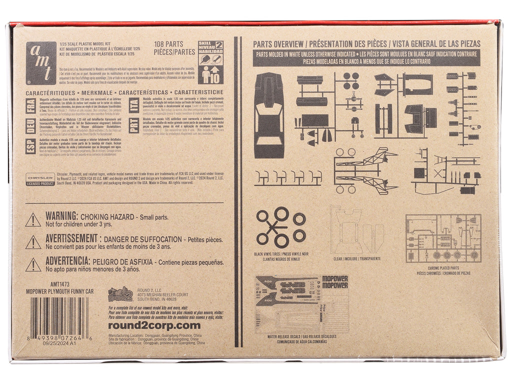 Skill 2 Model Kit Plymouth Funny Car 'Mopower' 1/25 Scale Model by AMT