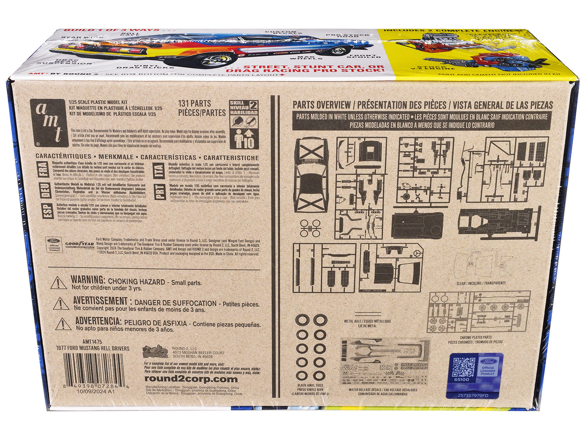 Skill 2 Model Kit 1977 Ford Mustang 'Hell Drivers' Thrill Show Car 1/25 Scale Model by AMT
