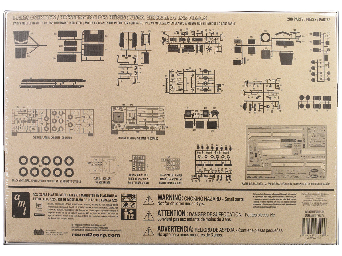 Skill 3 Model Kit Peterbilt 359 'Cross Country Hauler' 1/25 Scale Model by AMT