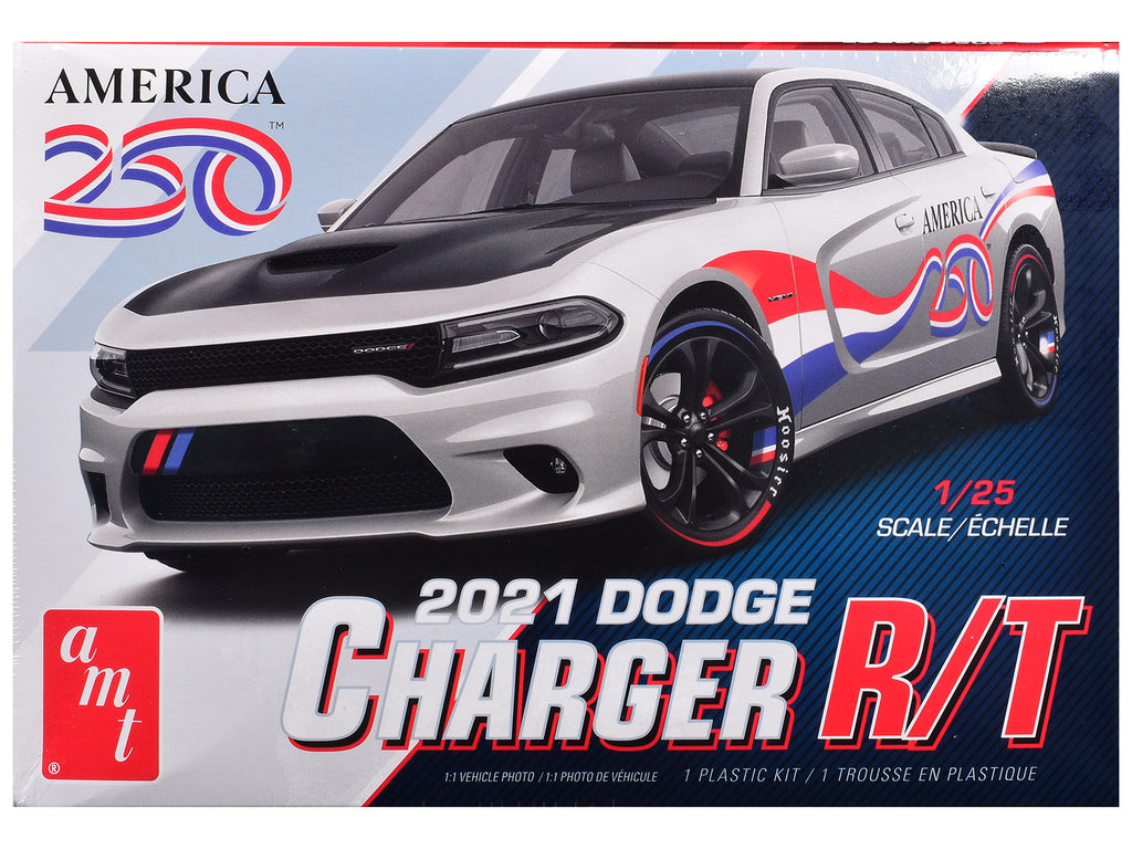Skill 2 Model Kit 2021 Dodge Charger R/T 'America 250' 1/25 Scale Model by AMT