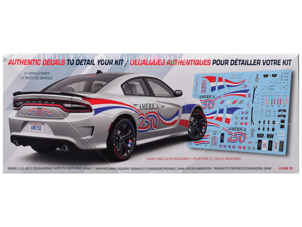Skill 2 Model Kit 2021 Dodge Charger R/T 'America 250' 1/25 Scale Model by AMT