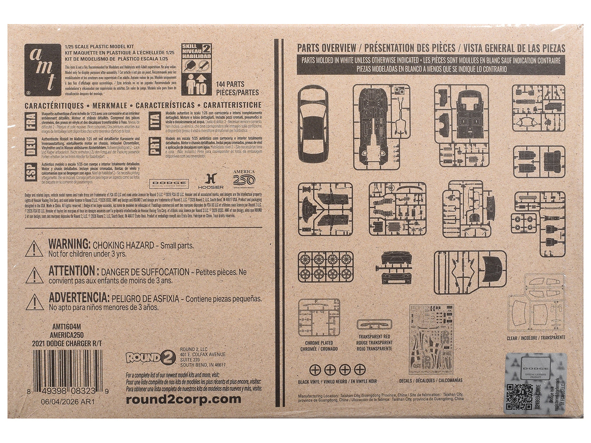 Skill 2 Model Kit 2021 Dodge Charger R/T 'America 250' 1/25 Scale Model by AMT