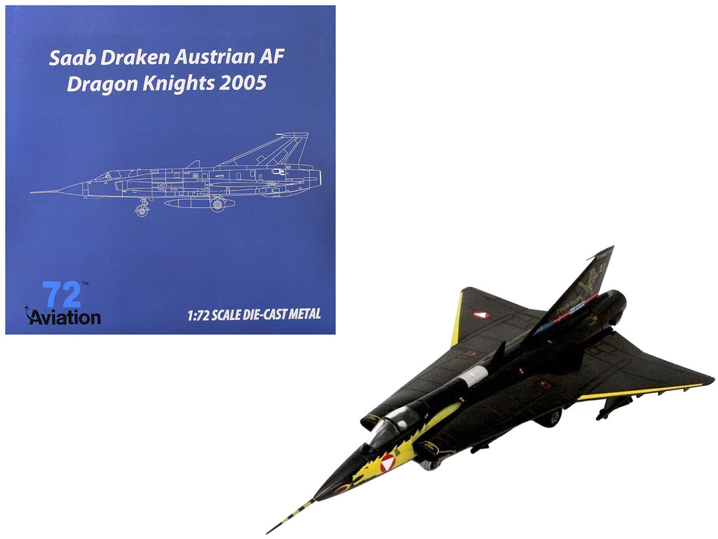 Saab Draken Fighter Aircraft '21 Draken 45th Anniversary Dragon Knights Retirement Livery' (2005) Austrian Air Force 1/72 Diecast Model Airplane by Aviation 72