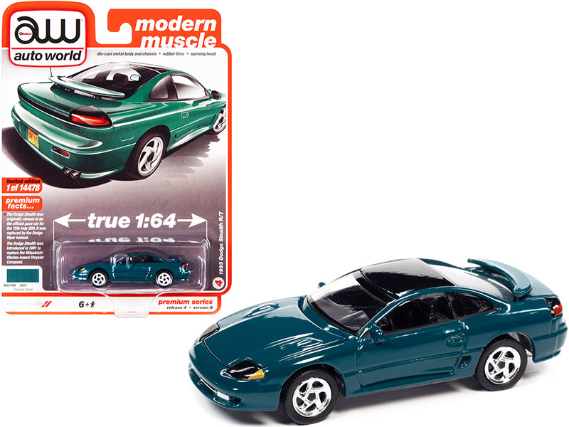 1993 Dodge Stealth R/T Peacock Green with Black Top 'Modern Muscle' Limited Edition to 14478 pieces Worldwide 1/64 Diecast Model Car by Auto World
