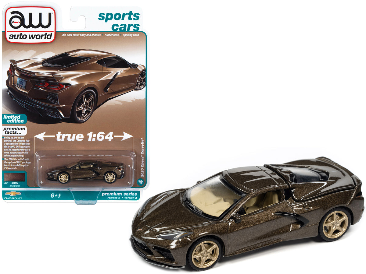 2020 Chevrolet Corvette Zeus Bronze Metallic 'Sports Cars' Limited Edition 1/64 Diecast Model Car by Auto World