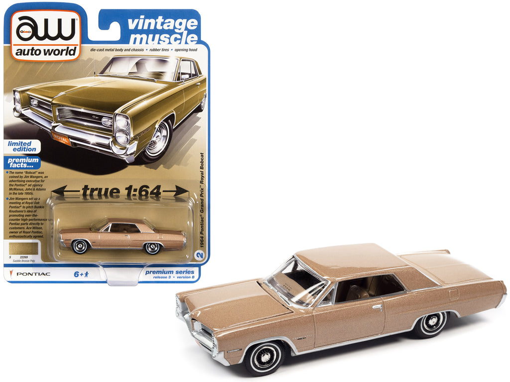 1964 Pontiac Grand Prix Royal Bobcat Saddle Bronze Metallic 'Vintage Muscle' Limited Edition 1/64 Diecast Model Car by Auto World