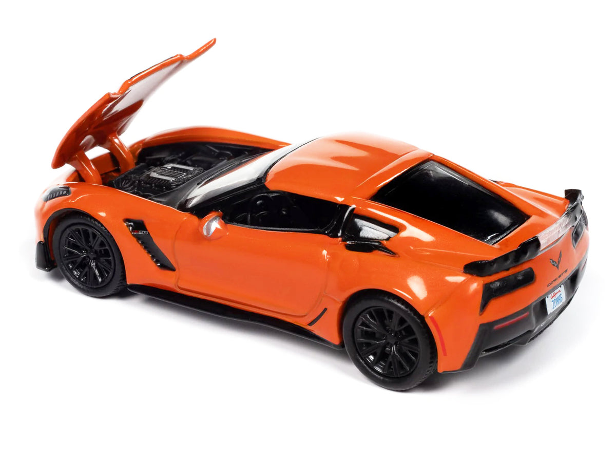2019 Chevrolet Corvette Z06 Sebring Orange with Black Hood 'Sports Cars' Series 1/64 Diecast Model Car by Auto World
