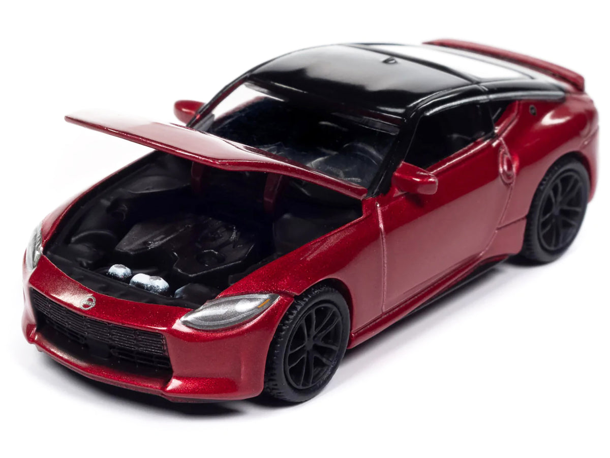 2023 Nissan Z Passion Red Metallic with Black Top 'Import Legends' Series 1/64 Diecast Model Car by Auto World
