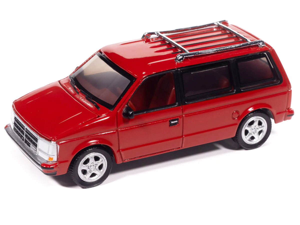 1989 Dodge Caravan Turbo Van Flash Red 'Mighty Minivans' Series 1/64 Diecast Model Car by Auto World