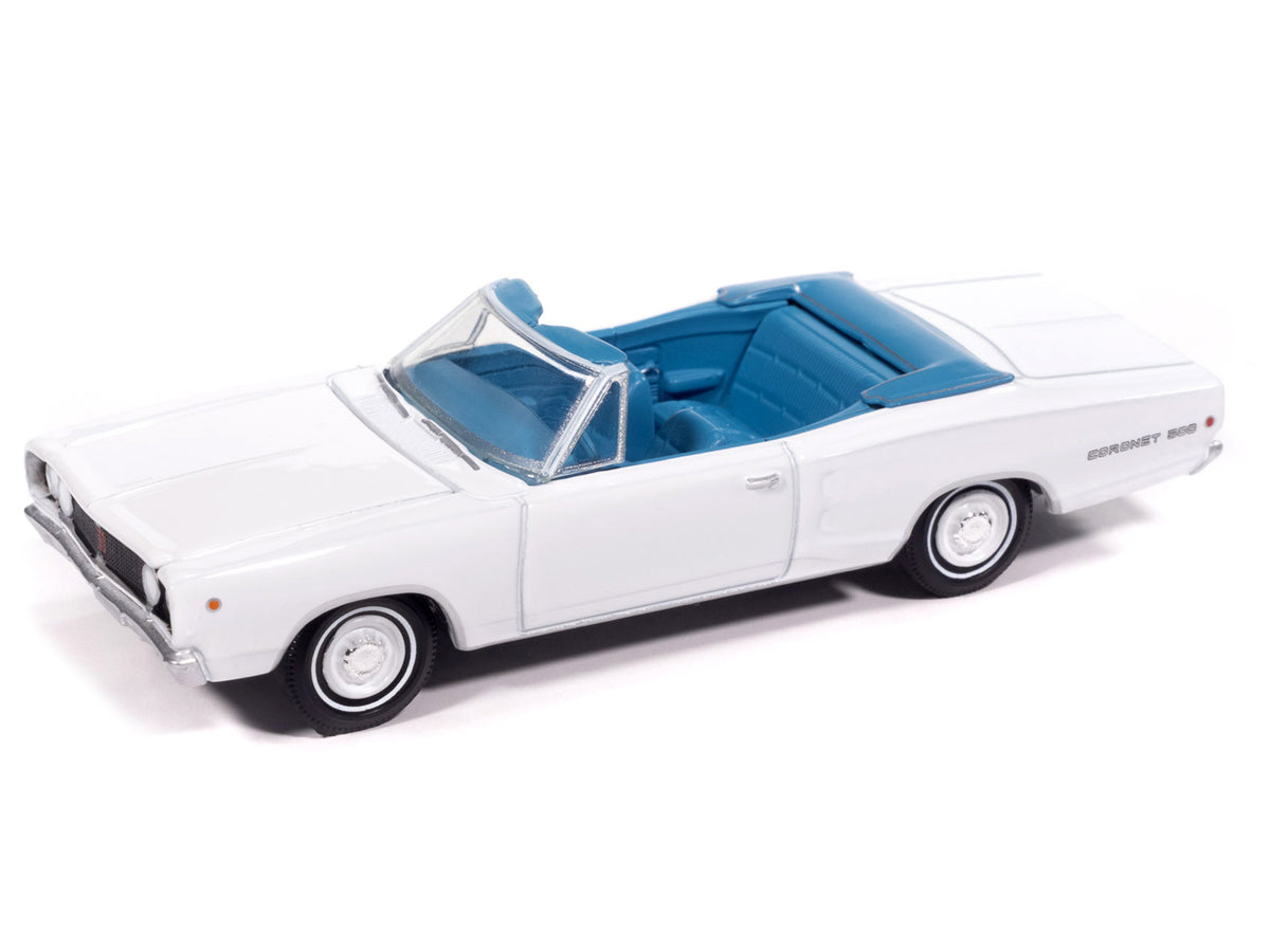 1968 Dodge Coronet 500 Convertible White with Blue Interior 'Vintage Muscle' Series 1/64 Diecast Model Car by Auto World