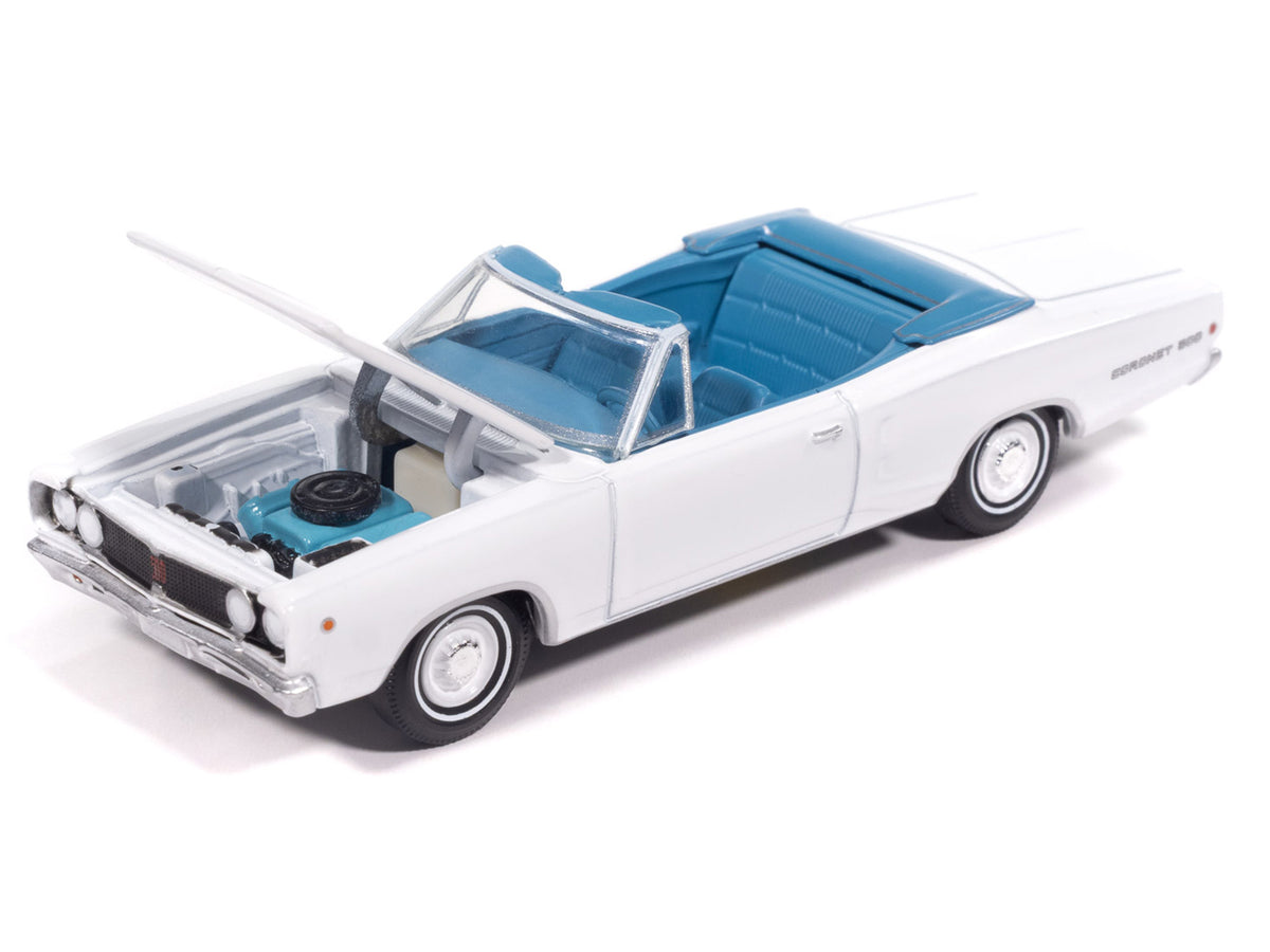 1968 Dodge Coronet 500 Convertible White with Blue Interior 'Vintage Muscle' Series 1/64 Diecast Model Car by Auto World