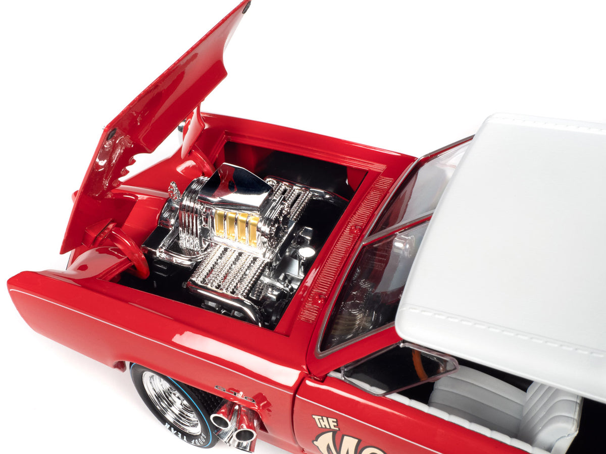 Monkeemobile Red with White Top and Interior 'The Monkees' with Four Monkees Figure Cutouts 'Silver Screen Machines' Series 1/18 Diecast Model Car by Auto World
