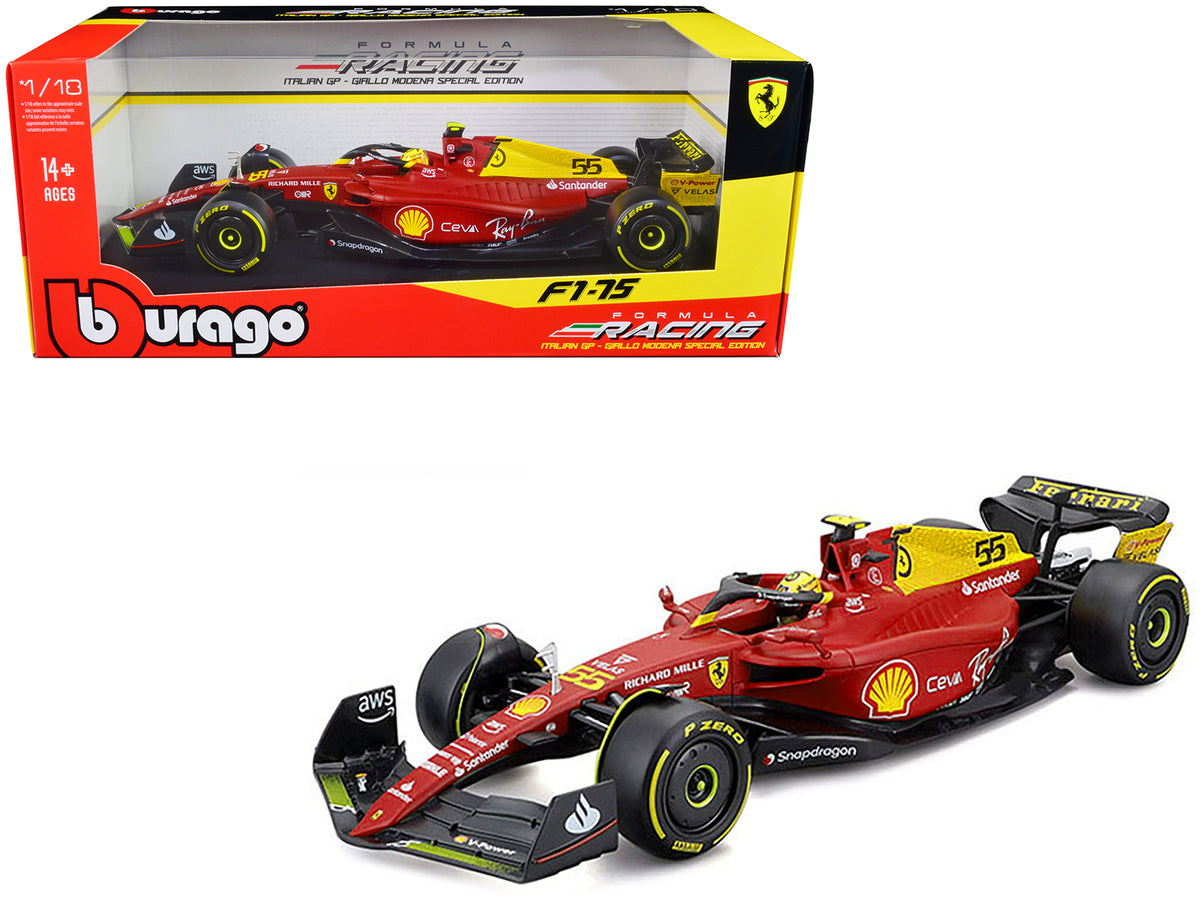 Ferrari F1-75 #55 Carlos Sainz 'Giallo Modena' Formula One F1 Italian GP (2022) 'Formula Racing' Series 1/18 Diecast Model Car by Bburago