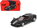Ferrari Daytona SP3 Matt Black with White Stripes and Red Interior 1/64 Diecast Model Car by BBR