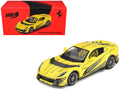 Ferrari 812 Competizione Matt Yellow with Graphics and Yellow Interior 'Tailor Made' 1/64 Diecast Model Car by BBR