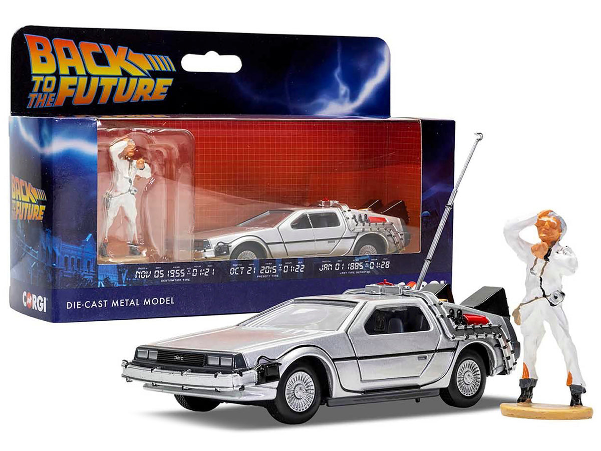 DMC DeLorean Time Machine with Doc Brown Figure 'Back to the Future' (1985) Movie Diecast Model Car by Corgi