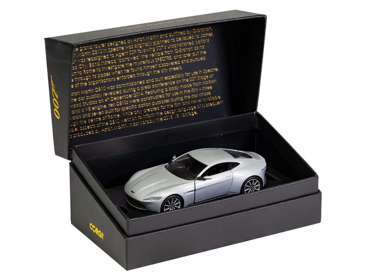 Aston Martin DB10 RHD (Right Hand Drive) Silver Metallic James Bond 007 'Spectre' (2015) Movie Diecast Model Car by Corgi