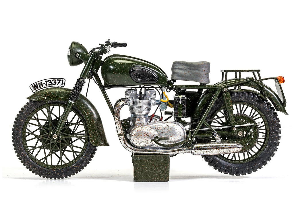 Triumph TR6 Trophy Motorcycle Dark Green (Weathered) 'The Great Escape' (1963) Movie Diecast Model by Corgi