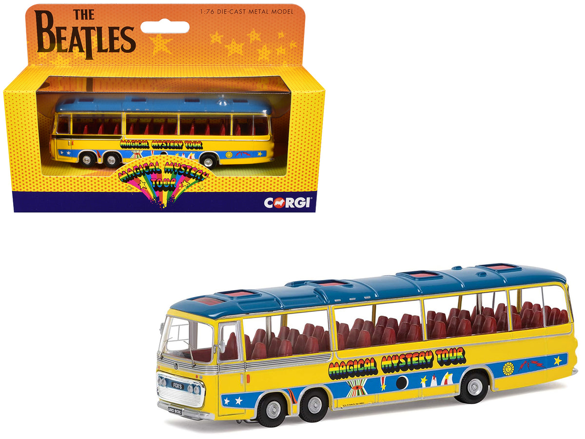 The Beatles 'Magical Mystery Tour' Bus Yellow with Blue Top and Graphics Diecast Model Car by Corgi