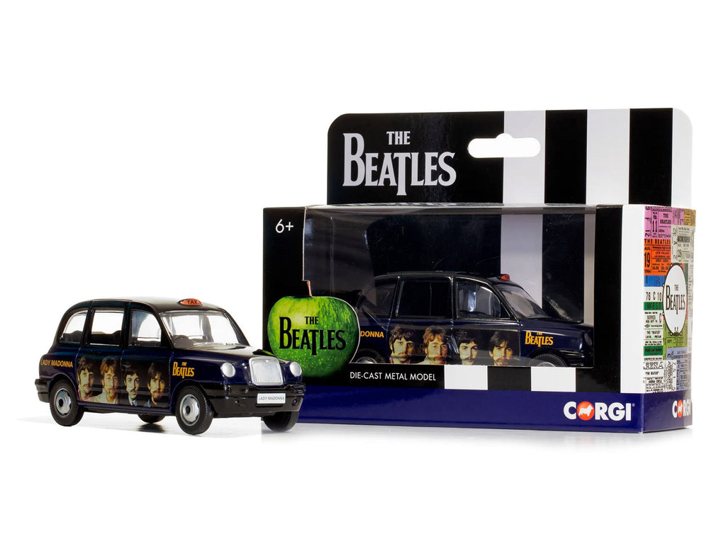 The Beatles London Taxi RHD (Right Hand Drive) 'Lady Madonna' Black and Dark Blue with Graphics Diecast Model by Corgi
