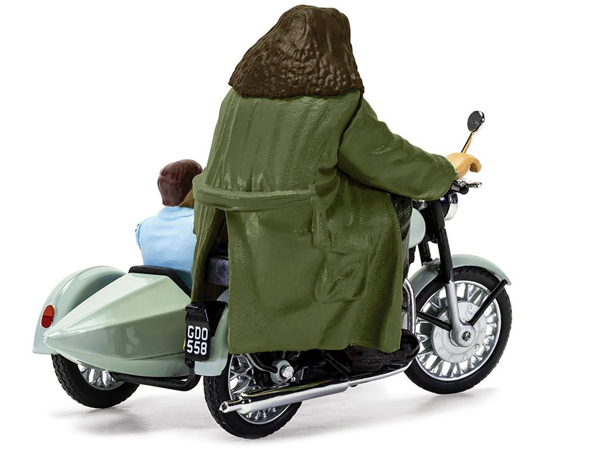 Motorcycle and Sidecar Light Green with Harry and Hagrid Figures 'Harry Potter and the Deathly Hallows Part 1' (2010) Movie Diecast Motorcycle Model  by Corgi