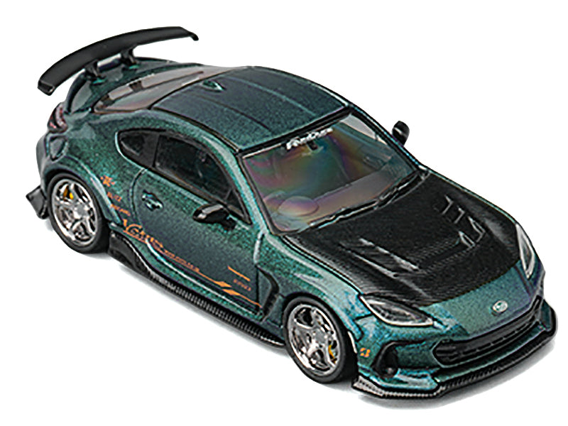 Subaru BRZ Varis Arising-1 RHD (Right Hand Drive) Magic Purple Metallic with Carbon Hood and Extra Wheels  1/64 Diecast Model Car by CM Models