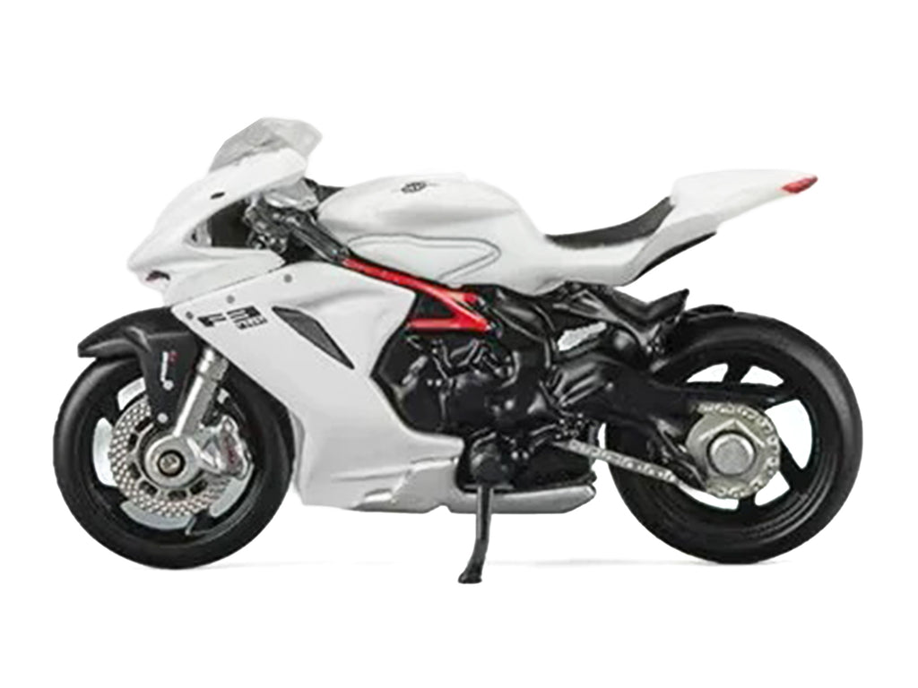 2022 MV Agusta F3 Rosso Motorcycle White with Figure 1/64 Diecast Model Car by CM Models