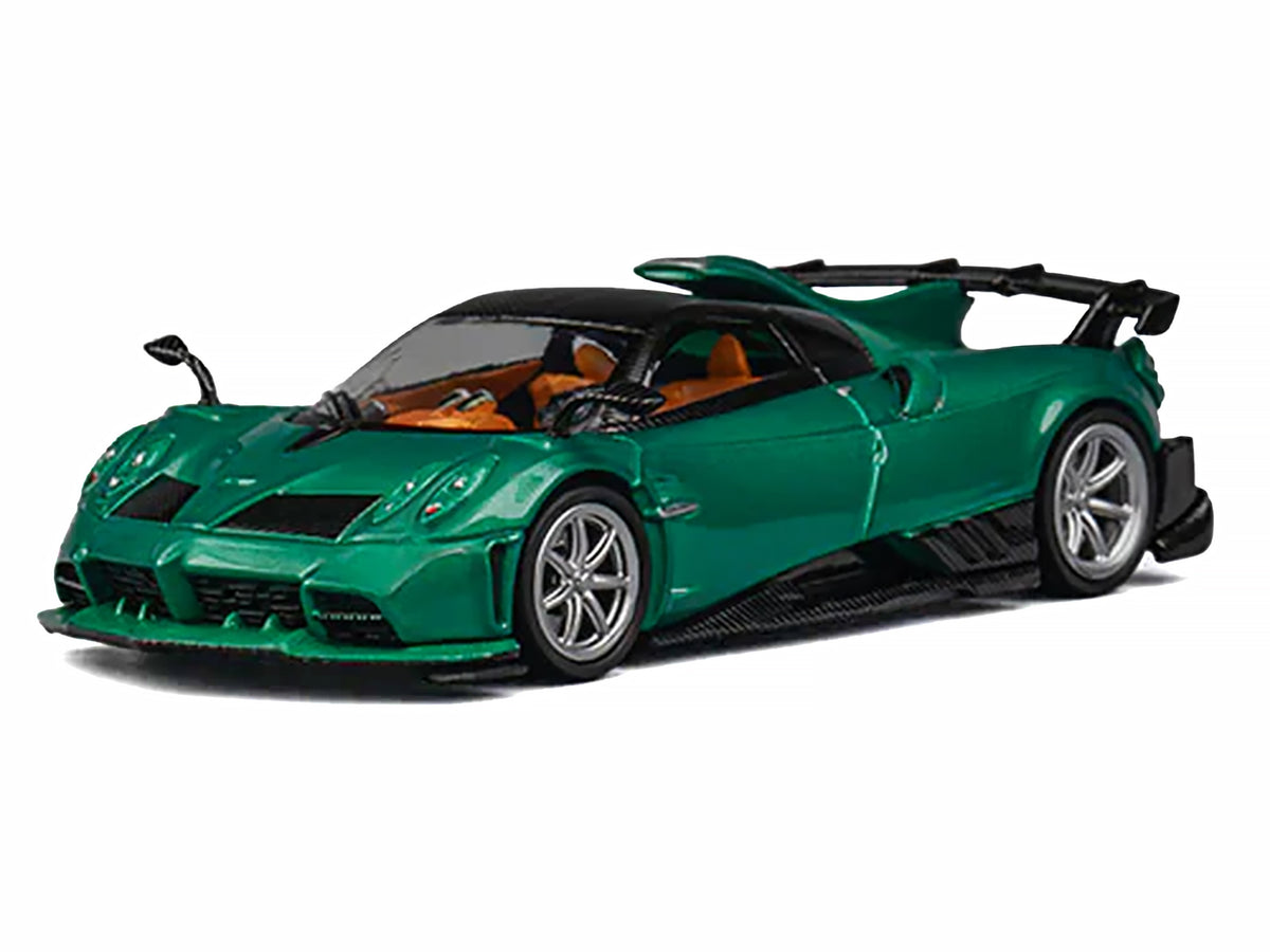 Pagani Imola Emerald Green Metallic with Carbon Top and Extra Wheels 1/64 Diecast Model Car by CM Model