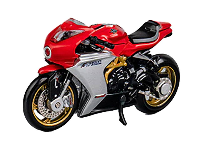 MV Agusta Superveloce 800 Motorcycle Red and Silver with Figure 1/64 Diecast Model by CM Model