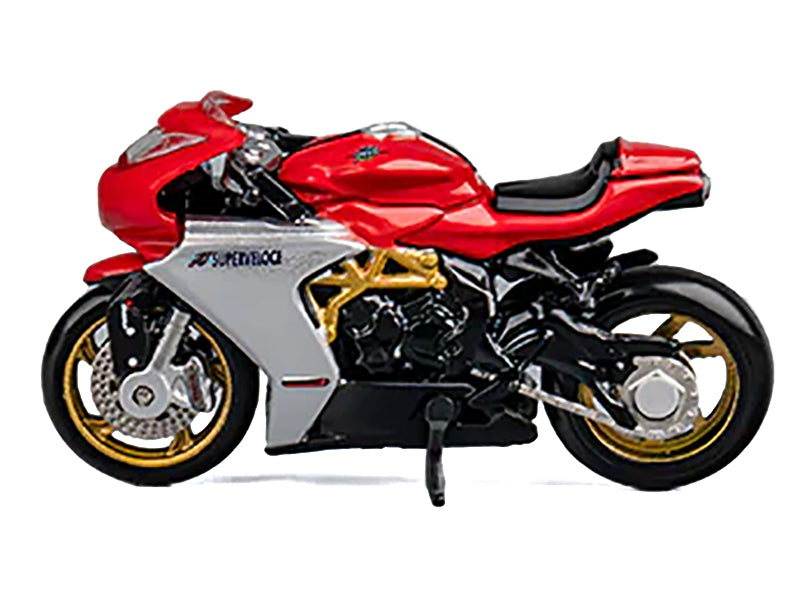 MV Agusta Superveloce 800 Motorcycle Red and Silver with Figure 1/64 Diecast Model by CM Model