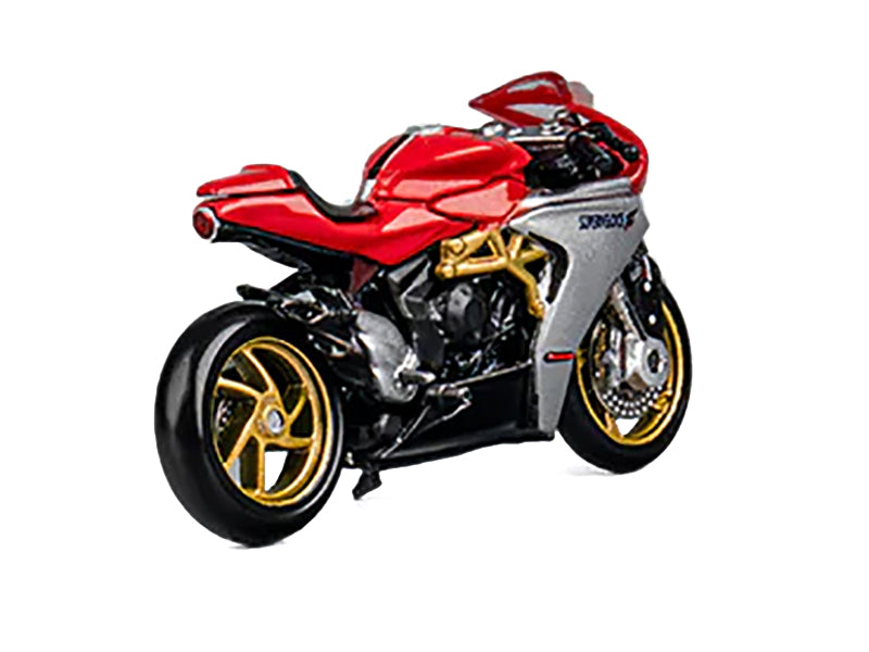 MV Agusta Superveloce 800 Motorcycle Red and Silver with Figure 1/64 Diecast Model by CM Model