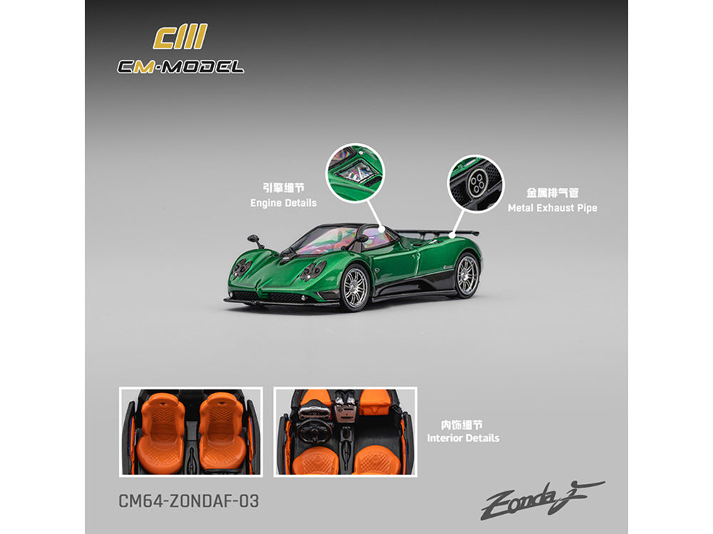 Pagani Zonda F Emerald Green Metallic with Moonroof 1/64 Diecast Model Car by CM Models