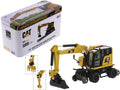 CAT Caterpillar M323F Railroad Wheeled Excavator with 3 Accessories (Safety Yellow Version) 'High Line' Series 1/87 (HO) Scale Diecast Model by Diecast Masters