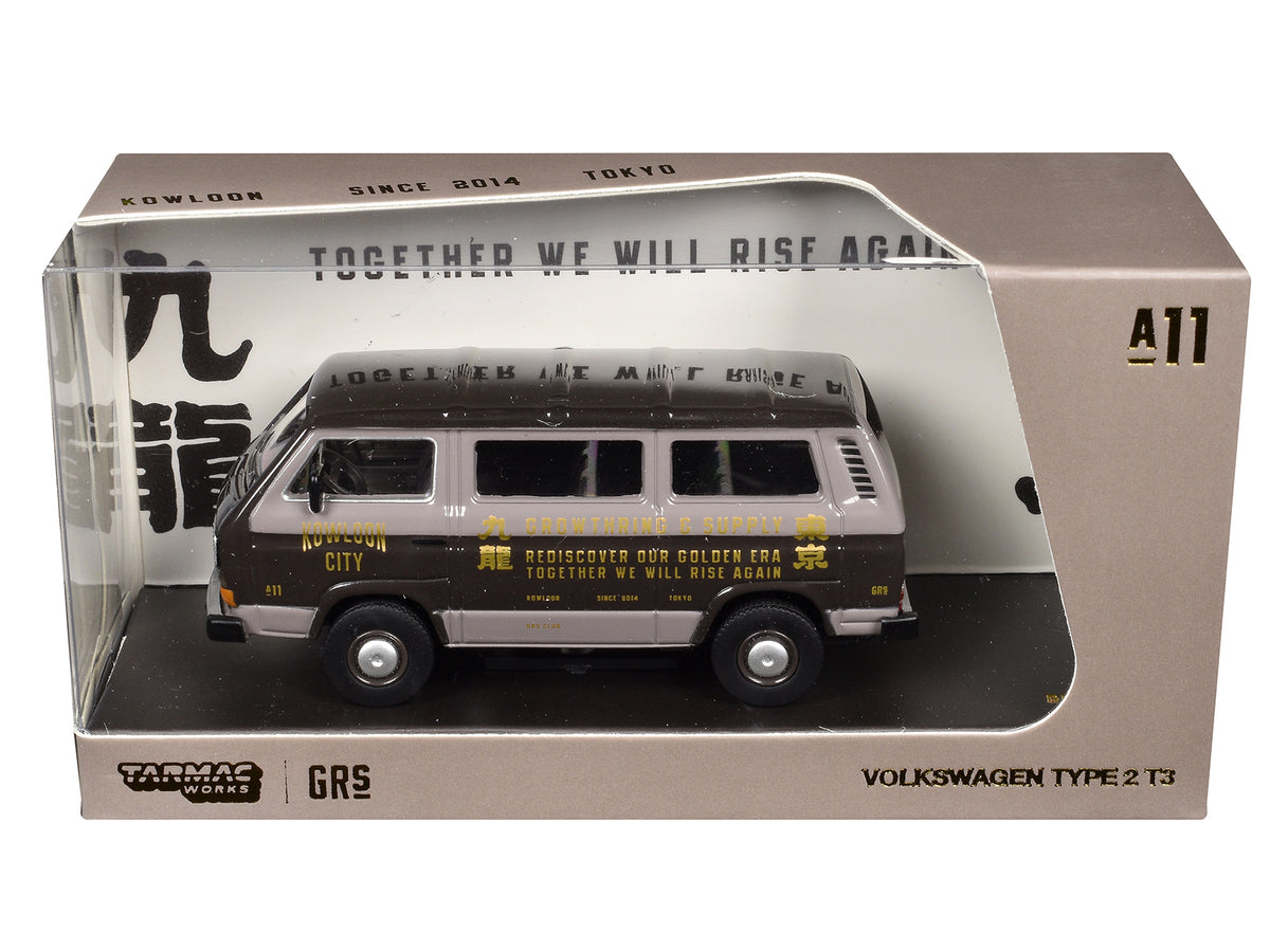Volkswagen Type 2 T3 GRS Van 'Kowloon City - Growthring and Supply' Brown Two-Tone 'Collab64' Series 1/64 Diecast Model Car by Schuco & Tarmac Works