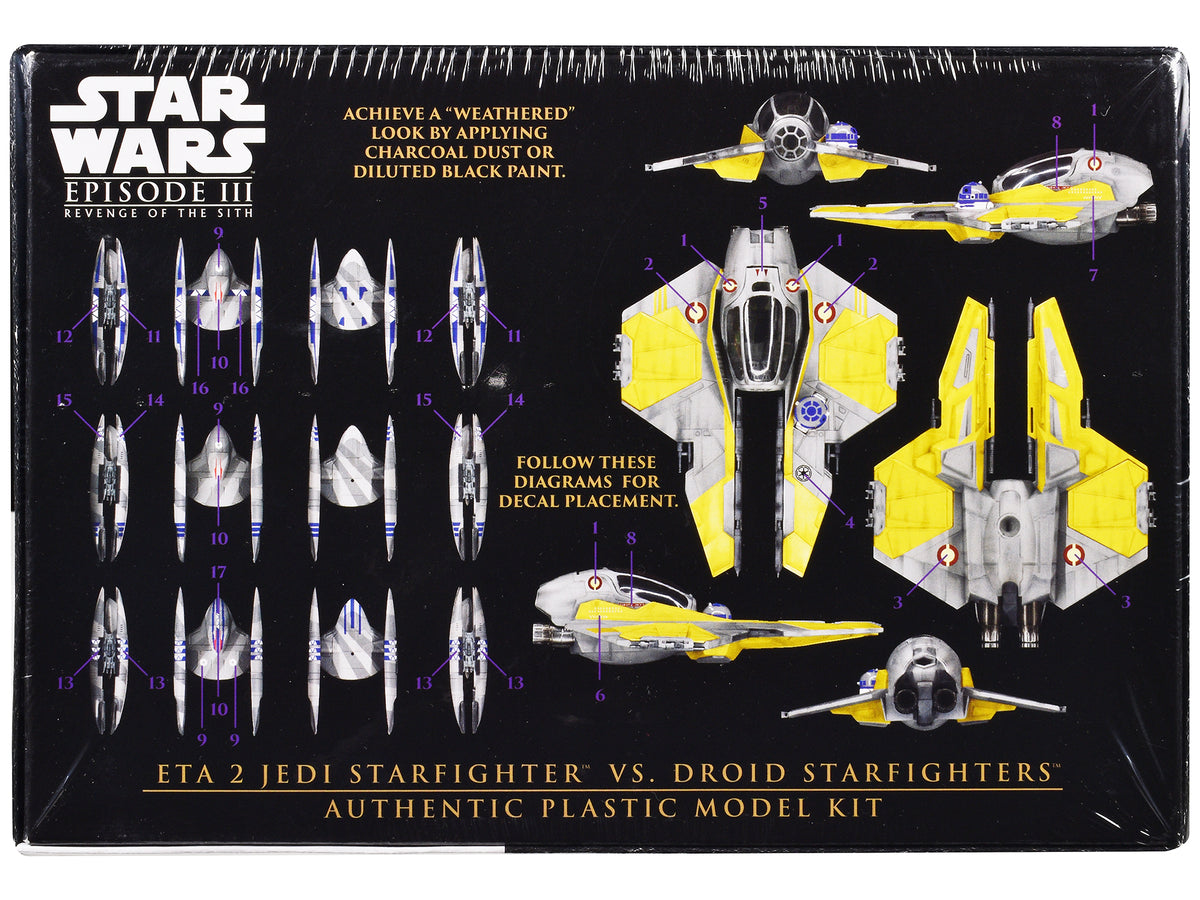 Skill 2 Model Kit ETA 2 Jedi Starfighter VS. Droid Starfighters 4 Model Set 'Star Wars: Episode III - Revenge of the Sith' (2005) Movie 1/48 Scale Model by AMT