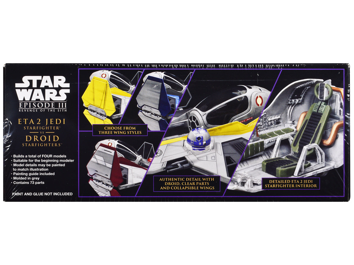 Skill 2 Model Kit ETA 2 Jedi Starfighter VS. Droid Starfighters 4 Model Set 'Star Wars: Episode III - Revenge of the Sith' (2005) Movie 1/48 Scale Model by AMT