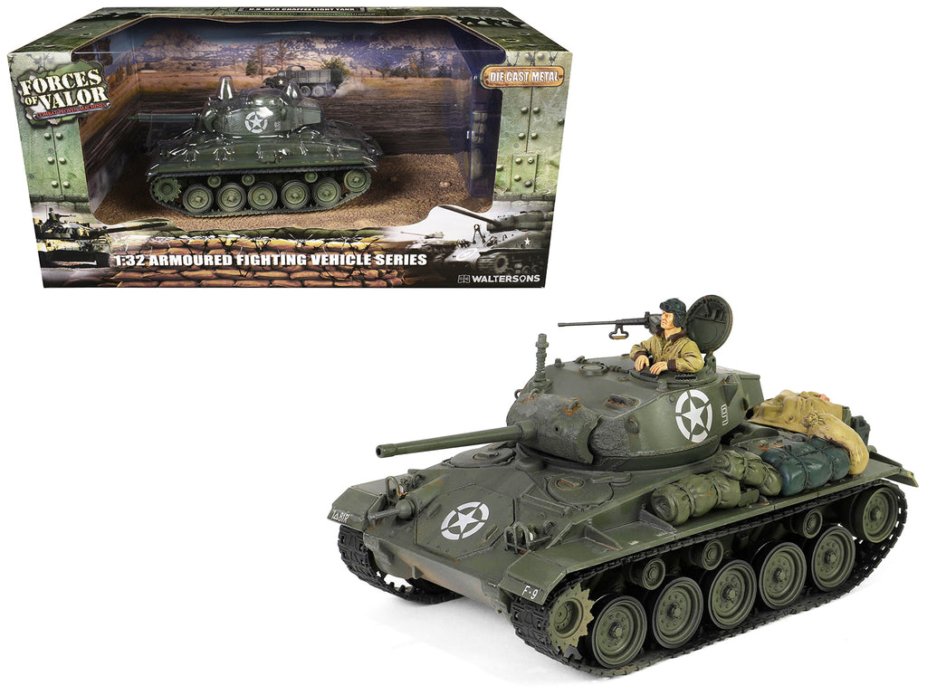 M24 Chaffee Light Tank '8th Armored Division 36th Tank Batallion, Rheinberg Germany World War II' (1945) United States Army 'Armoured Fighting Vehicle' Series 1/32 Diecast Model by Forces of Valor