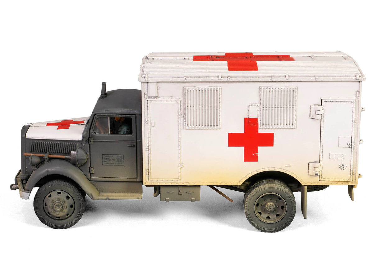 Opel-Blitz Kfz.305 Ambulance Gray and White (Weathered) 'German Army' 'Armoured Fighting Vehicle' Series 1/32 Diecast Model by Forces of Valor